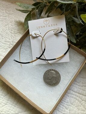Lenny & Eva Black and Gold Beaded Hoop Earrings